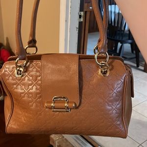 Antonio Melani Brown Leather Gold hardware double handle purse